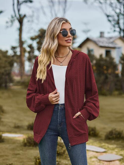 Langärmlige Jacke mit Reißverschluss und Kordelzug