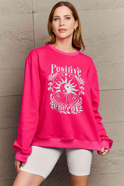 Simply Love Sweatshirt mit Grafik „POSITIVE ENERGY“ in voller Größe