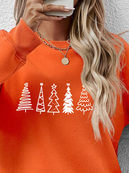 Sweatshirt mit überschnittener Schulter und Weihnachtsbaum Grafik