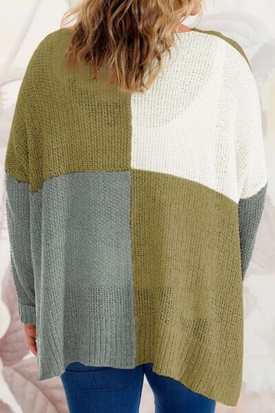 Suéter con cuello redondo y bloques de color de talla grande