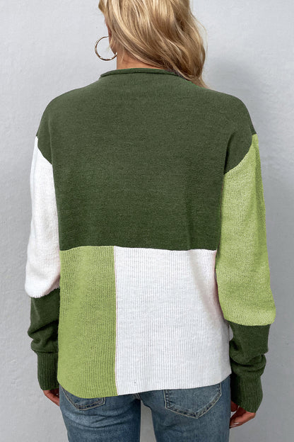 Pullover mit Rundhalsausschnitt und überschnittenen Schultern und Farbblockdesign