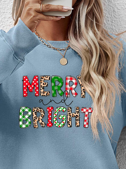 MERRY AND BRIGHT Round Neck Sweatshirt