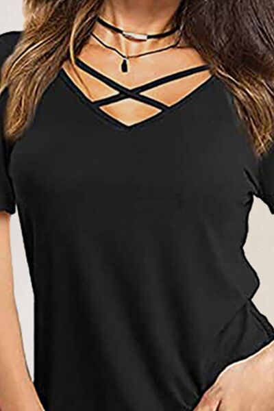 Camiseta de manga corta cruzada