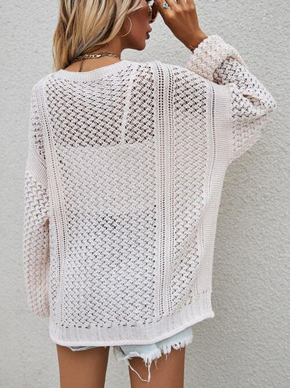 Strickjacke mit durchbrochener Knopfleiste vorne