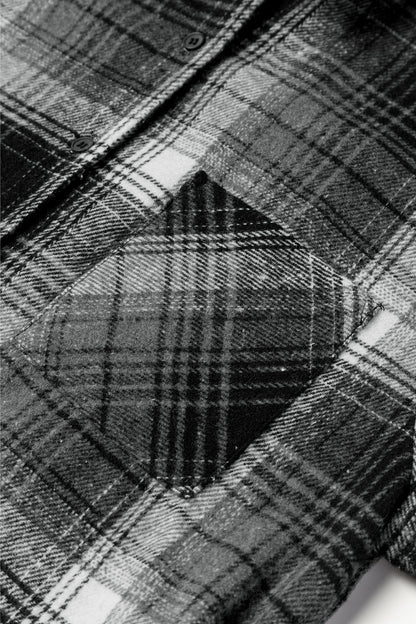 Camisa de manga larga con botones a cuadros y bolsillos