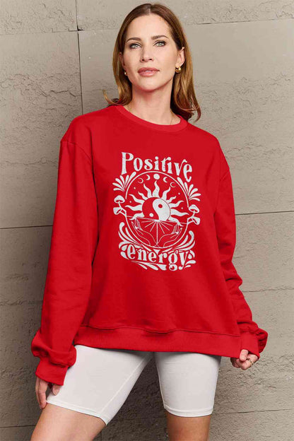 Simply Love Sweatshirt mit Grafik „POSITIVE ENERGY“ in voller Größe