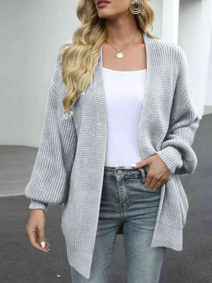 Drop Shoulder Balloon Sleeve Cardigan