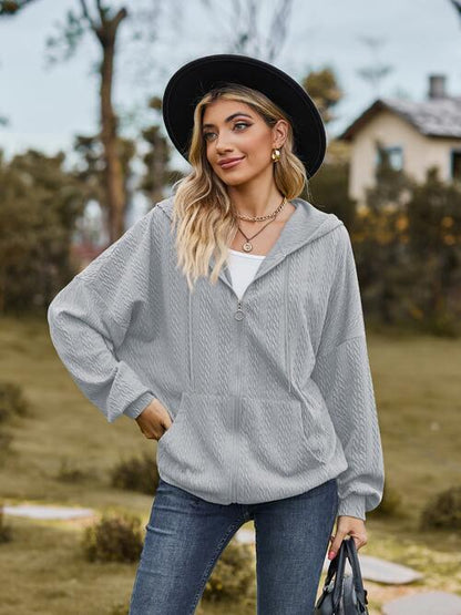 Langärmlige Jacke mit Reißverschluss und Kordelzug