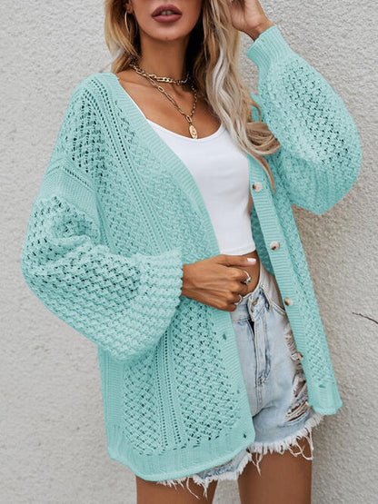 Strickjacke mit durchbrochener Knopfleiste vorne