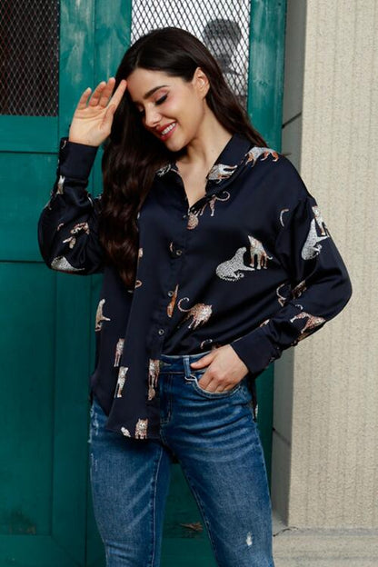 Hemd mit Kragen und Animalprint