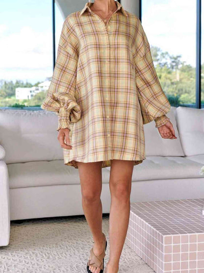 Kariertes Hemd mit Laternenärmeln