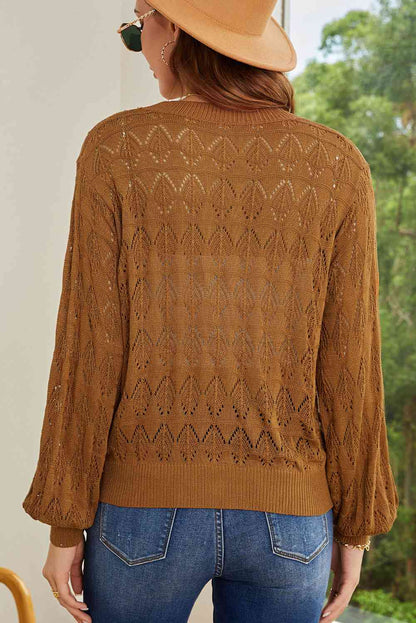 Durchbrochener Cardigan mit V-Ausschnitt