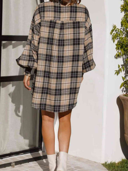 Kariertes Hemd mit Laternenärmeln