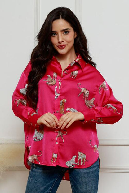 Hemd mit Kragen und Animalprint