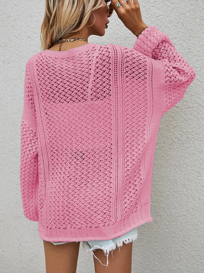 Strickjacke mit durchbrochener Knopfleiste vorne
