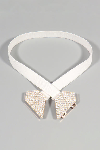 Elastischer Gürtel mit Herzschnalle und Strasssteinen