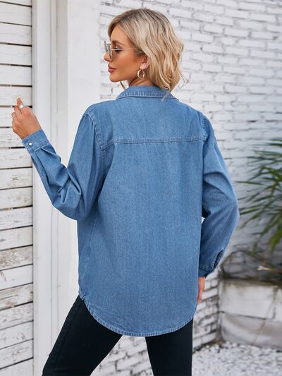 Jeansjacke mit Knopfleiste und Kragen