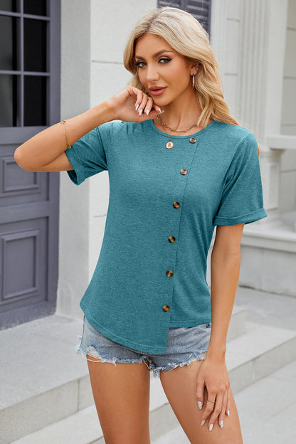 T-Shirt mit Rundhalsausschnitt und kurzen Ärmeln