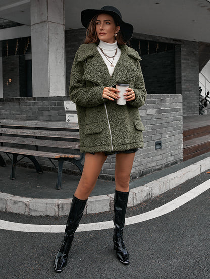 Double Take Teddyjacke mit Reißverschlusskragen