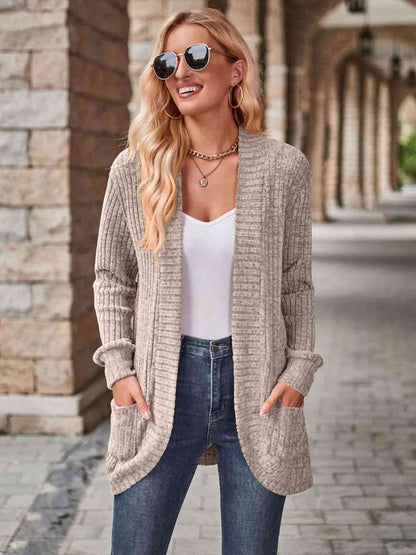 Strickjacke mit offener Vorderseite und Taschen