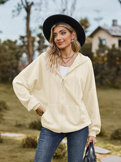 Langärmlige Jacke mit Reißverschluss und Kordelzug