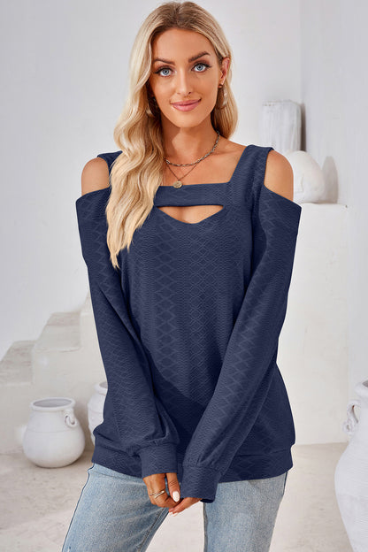 T-Shirt mit Cut-Out, eckigem Ausschnitt und Cold-Shoulder-Design