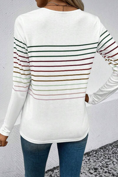 Gestreiftes Langarm-T-Shirt mit Rundhalsausschnitt