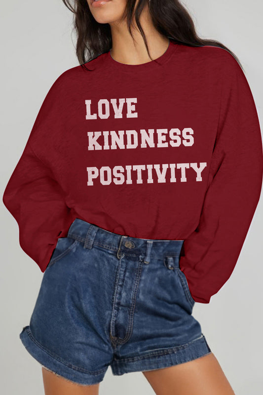 Simply Love – Sweatshirt mit Grafik „LOVE KINDNESS POSITIVITY“ in voller Größe