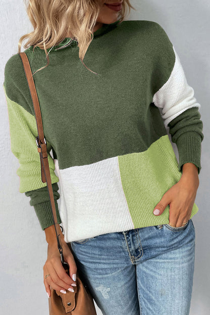 Pullover mit Rundhalsausschnitt und überschnittenen Schultern und Farbblockdesign