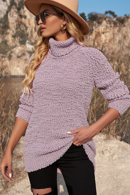 Rollkragenpullover aus Popcorn-Strick