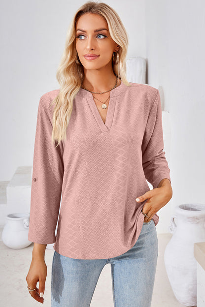 T-Shirt mit gekerbten Ärmeln und Rolllasche