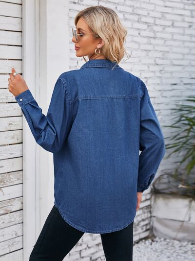 Jeansjacke mit Knopfleiste und Kragen