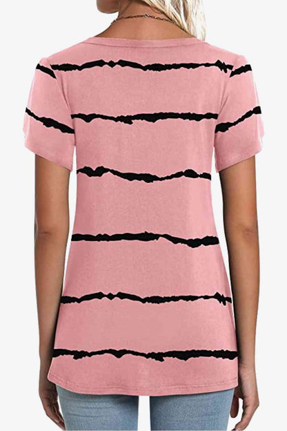 Bedruckte Bluse mit V-Ausschnitt und Blütenärmeln