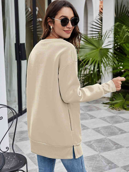 DON'T STOP BELIEVING Sweatshirt mit überschnittener Schulter und Grafik