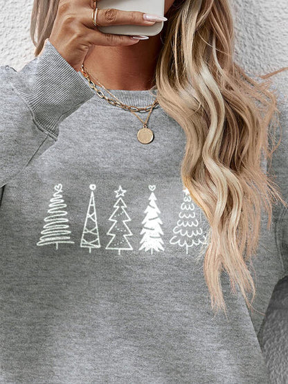 Sweatshirt mit überschnittener Schulter und Weihnachtsbaum Grafik