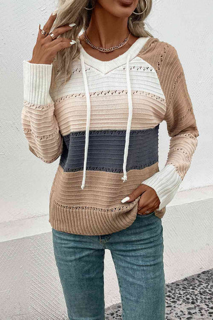 Pullover mit Kapuze und Farbblockdesign und Kordelzug