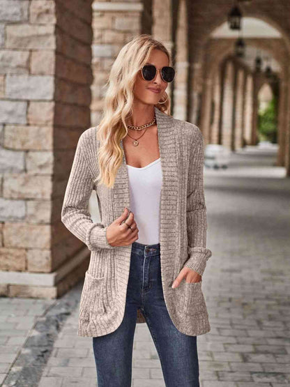 Strickjacke mit offener Vorderseite und Taschen
