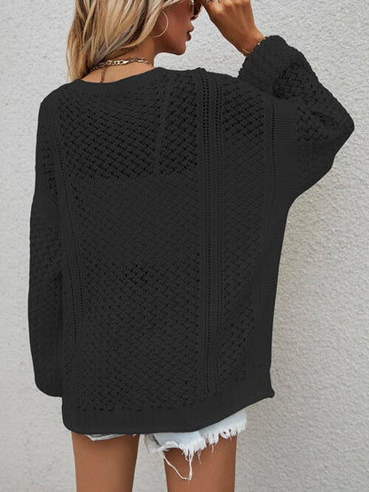 Strickjacke mit durchbrochener Knopfleiste vorne