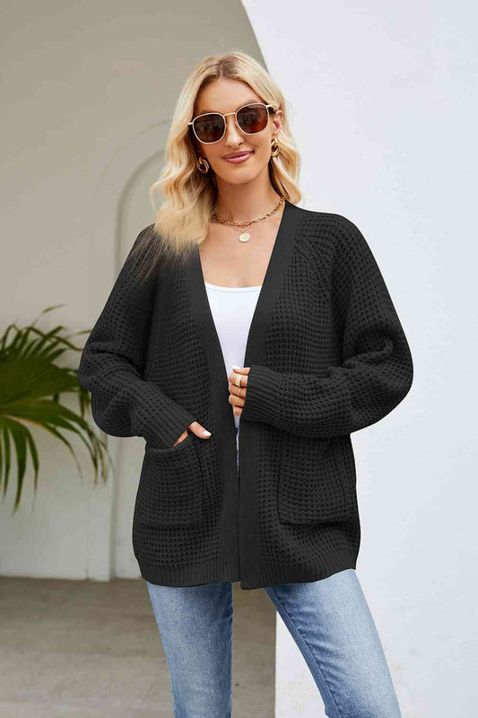 Strickjacke mit offenen Ärmeln und Taschen