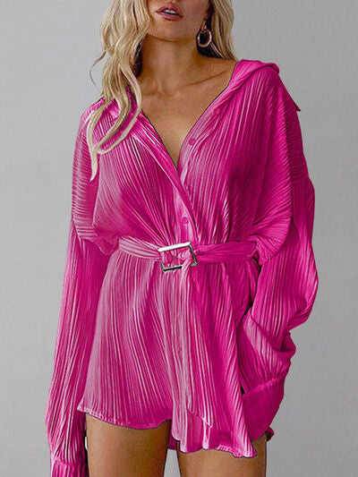 Hemdblusenkleid mit Knopfleiste und überschnittenen Schultern