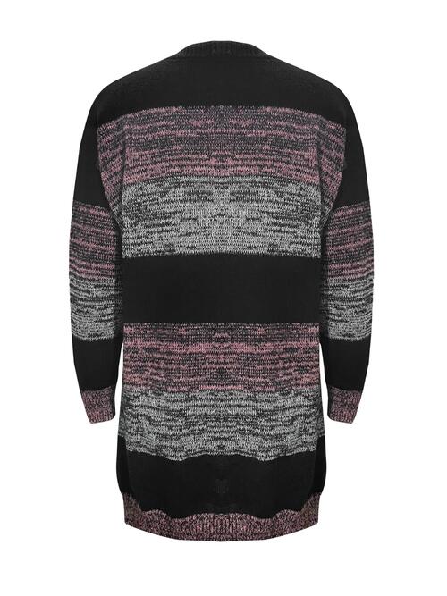 Gestreifter Cardigan mit offenen Ärmeln und Taschen