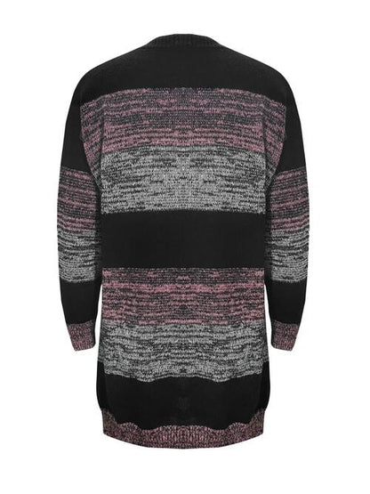 Gestreifter Cardigan mit offenen Ärmeln und Taschen