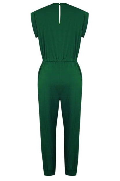 Ärmelloser Jumpsuit mit Rundhalsausschnitt und Kordelzug
