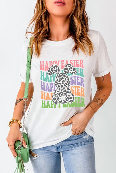 HAPPY EASTER T-Shirt mit Rundhalsausschnitt und kurzen Ärmeln