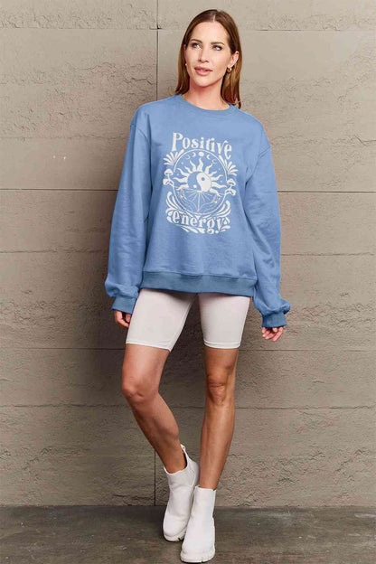 Simply Love Sweatshirt mit Grafik „POSITIVE ENERGY“ in voller Größe