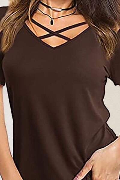 Camiseta de manga corta cruzada