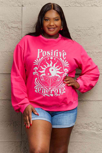 Simply Love Sweatshirt mit Grafik „POSITIVE ENERGY“ in voller Größe