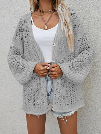 Strickjacke mit durchbrochener Knopfleiste vorne