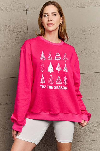 Simply Love Sweatshirt in voller Größe mit Weihnachtsbaum-Grafik