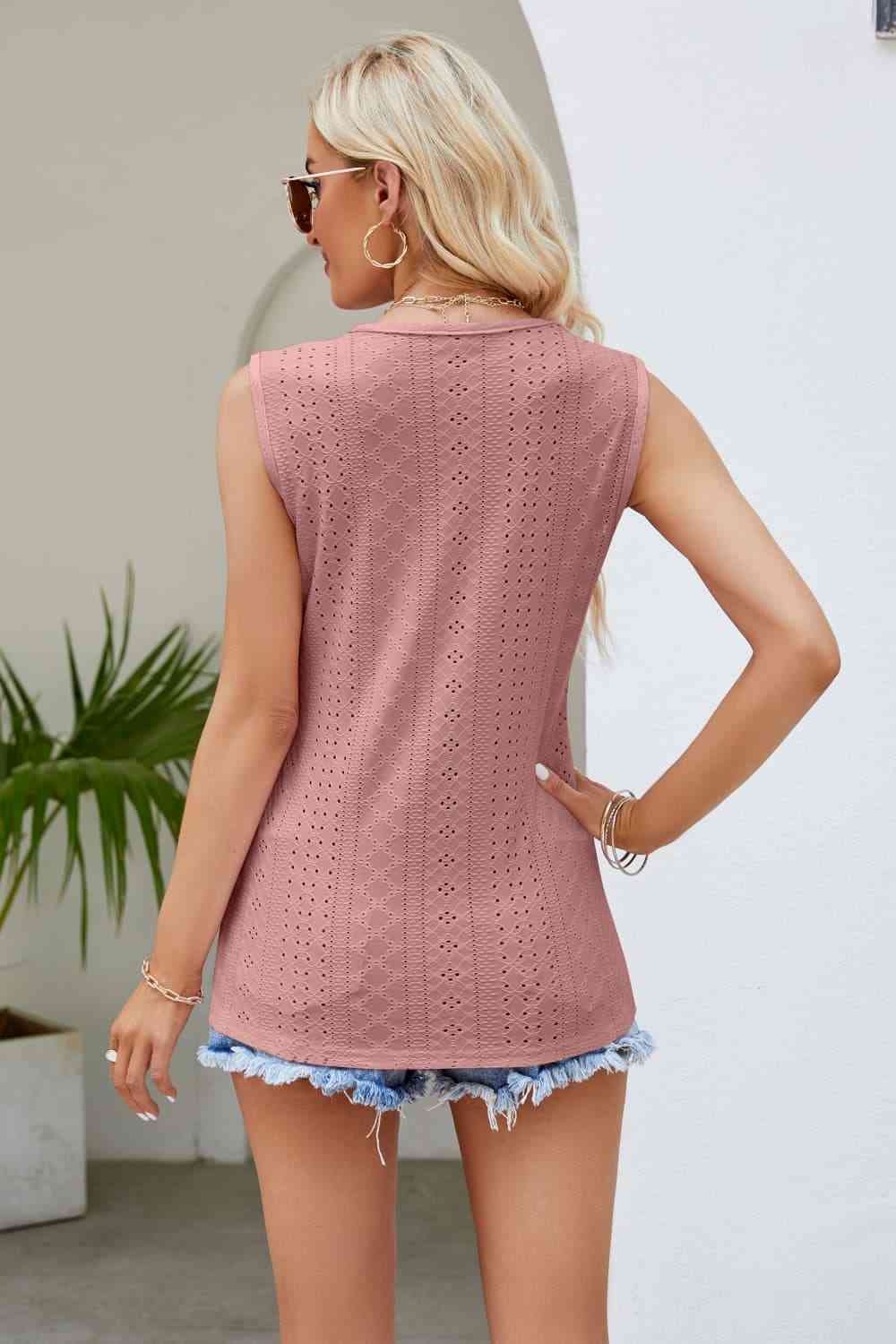 Tanktop mit V-Ausschnitt und gespleißter Spitze